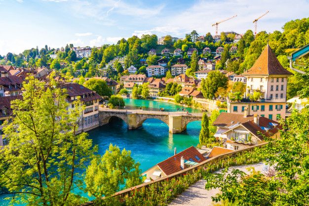 Swiss Alps mountains and pristine lakes